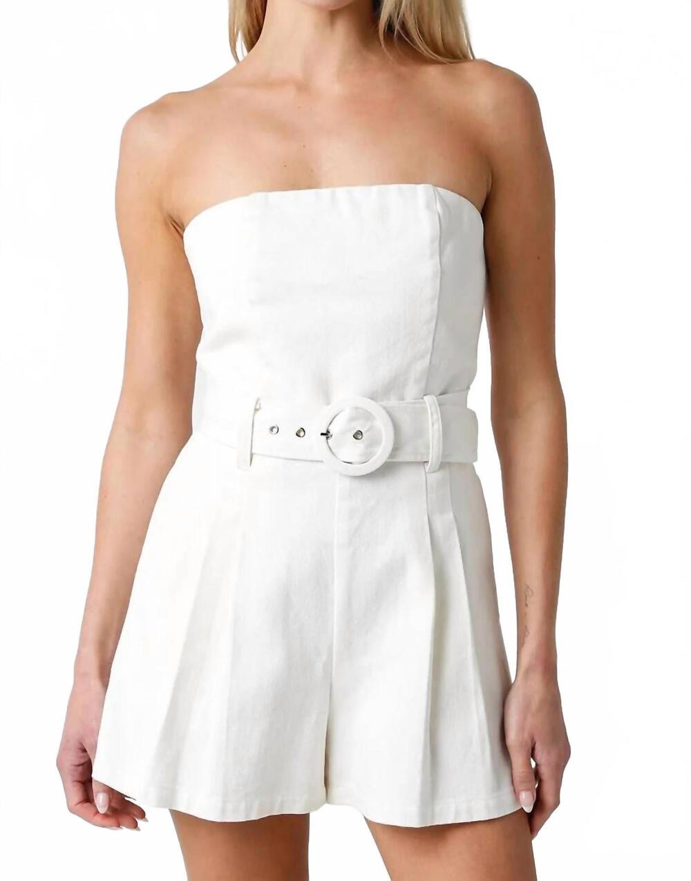 NEW OLIVACEOUS stella strapless romper in white